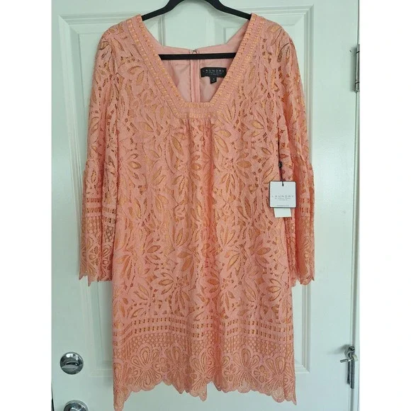 Laundry by Shelli Segal peach lace dress size 12 - Picture 1 of 7